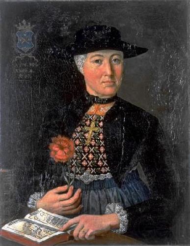 unknow artist Damenportrat Anna Maria Holzmann in Zuger Burgertracht